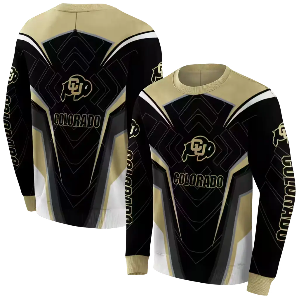 colorado buffaloes futuristic pattern gold black hoodie premium grade colorado buffaloes futuristic pattern gold black hoodie premium grade