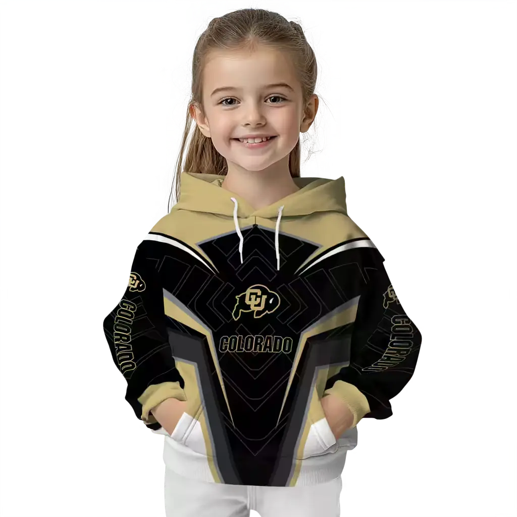 colorado buffaloes futuristic pattern gold black hoodie top rated colorado buffaloes futuristic pattern gold black hoodie top rated