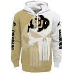 colorado buffaloes graphic punisher gold white hoodie best selling