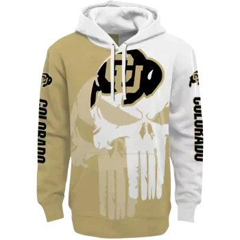colorado buffaloes graphic punisher gold white hoodie best selling