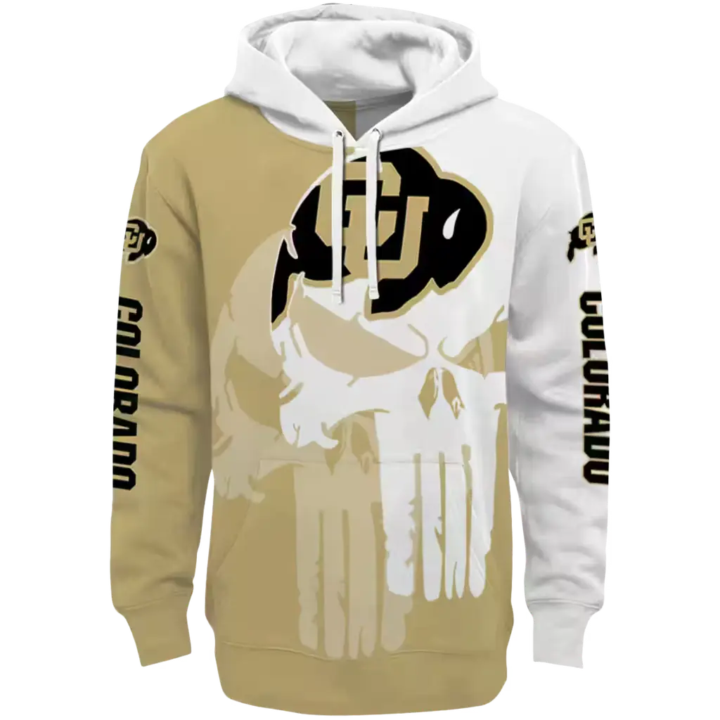 colorado buffaloes graphic punisher gold white hoodie best selling colorado buffaloes graphic punisher gold white hoodie best selling