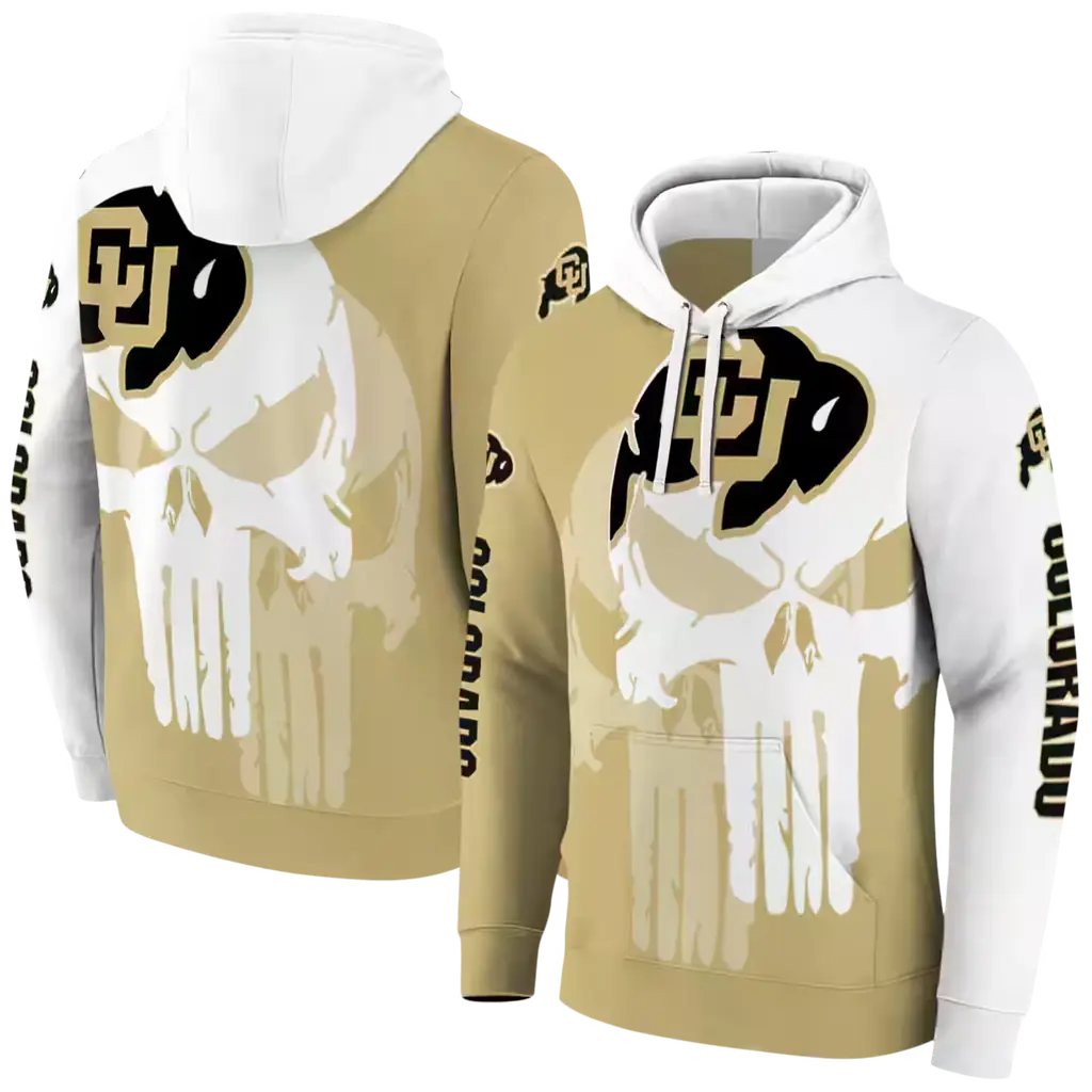 colorado buffaloes graphic punisher gold white hoodie fashion forward colorado buffaloes graphic punisher gold white hoodie fashion forward