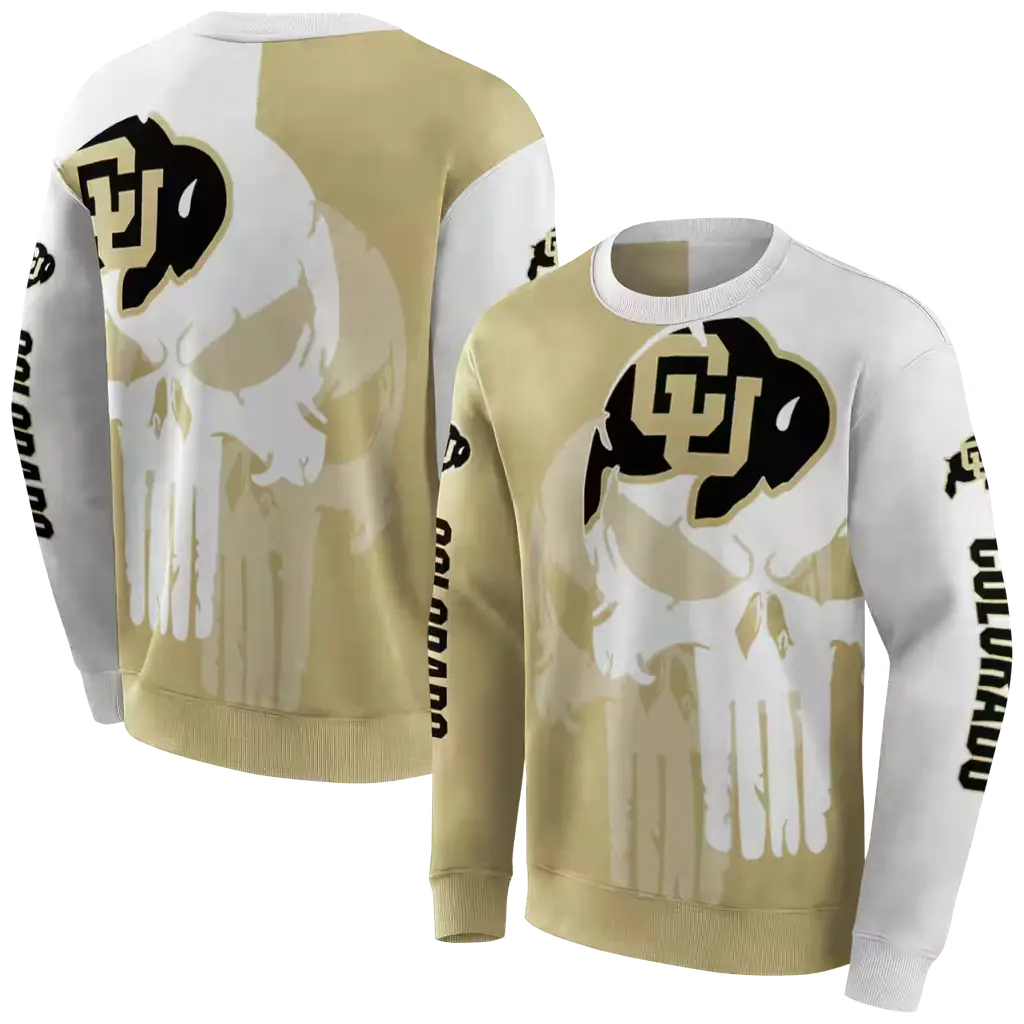 colorado buffaloes graphic punisher gold white hoodie premium grade colorado buffaloes graphic punisher gold white hoodie premium grade