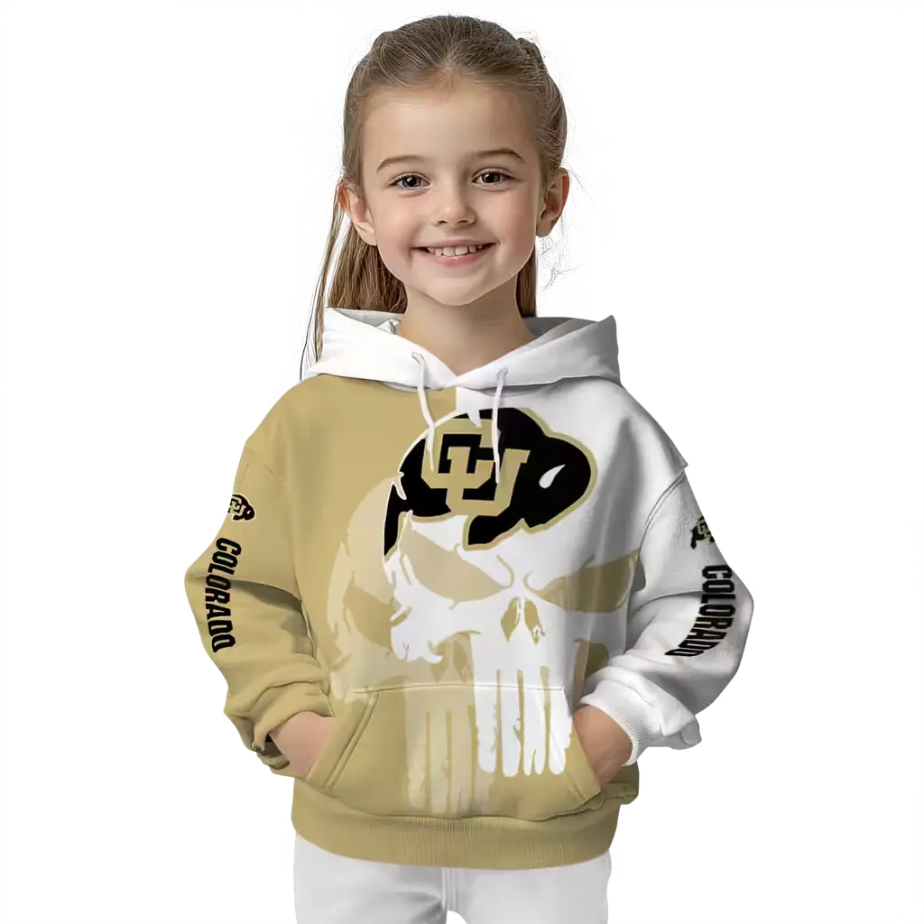 colorado buffaloes graphic punisher gold white hoodie top rated colorado buffaloes graphic punisher gold white hoodie top rated