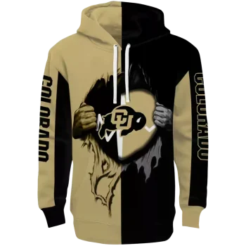 colorado buffaloes heartbeat graphic gold hoodie best selling