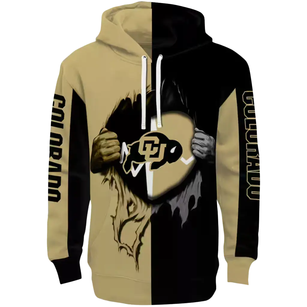 colorado buffaloes heartbeat graphic gold hoodie best selling colorado buffaloes heartbeat graphic gold hoodie best selling