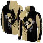 colorado buffaloes heartbeat graphic gold hoodie best selling