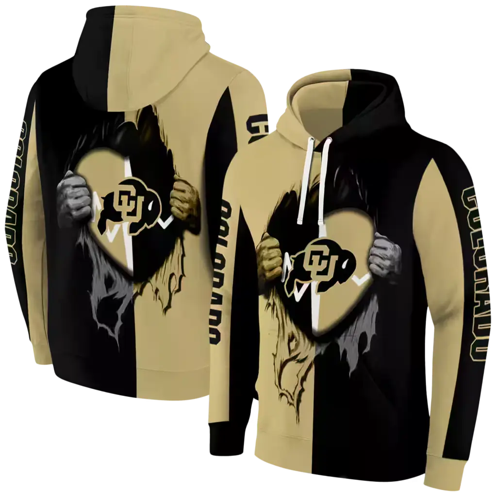 colorado buffaloes heartbeat graphic gold hoodie fashion forward colorado buffaloes heartbeat graphic gold hoodie fashion forward