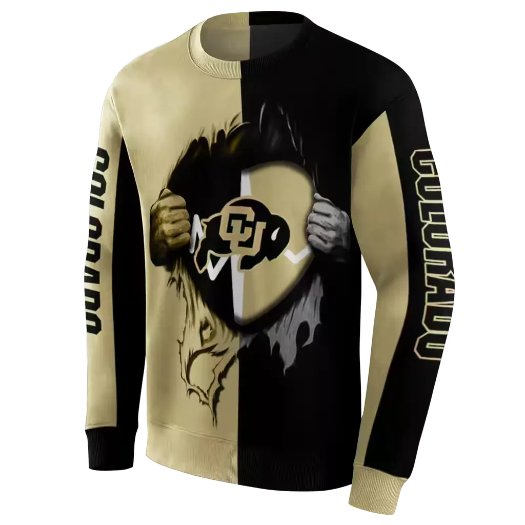 colorado buffaloes heartbeat graphic gold hoodie new arrival colorado buffaloes heartbeat graphic gold hoodie new arrival