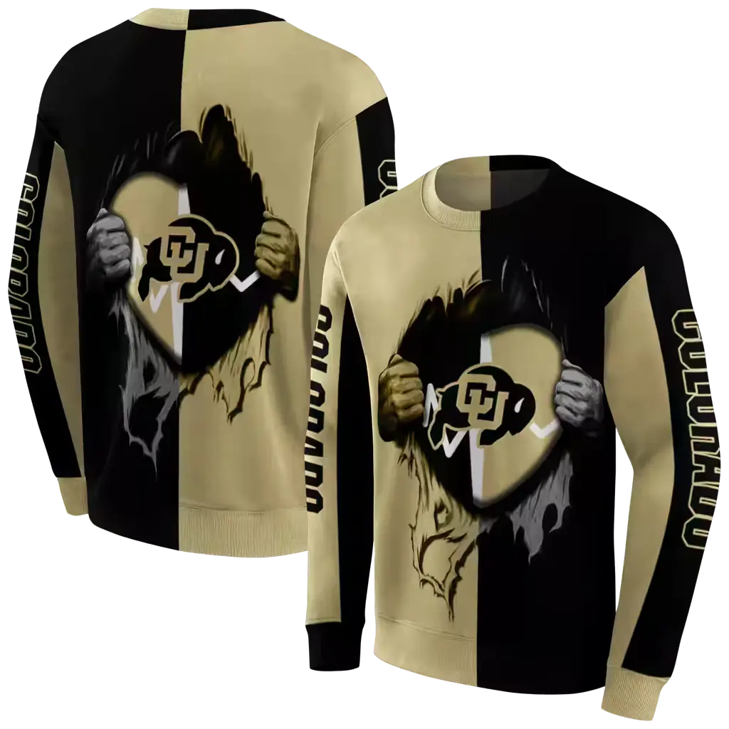 colorado buffaloes heartbeat graphic gold hoodie premium grade colorado buffaloes heartbeat graphic gold hoodie premium grade