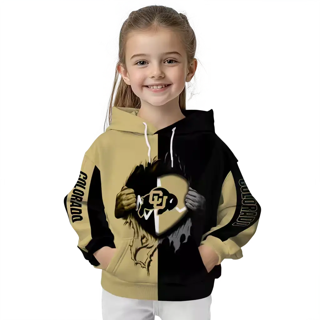 colorado buffaloes heartbeat graphic gold hoodie top rated colorado buffaloes heartbeat graphic gold hoodie top rated