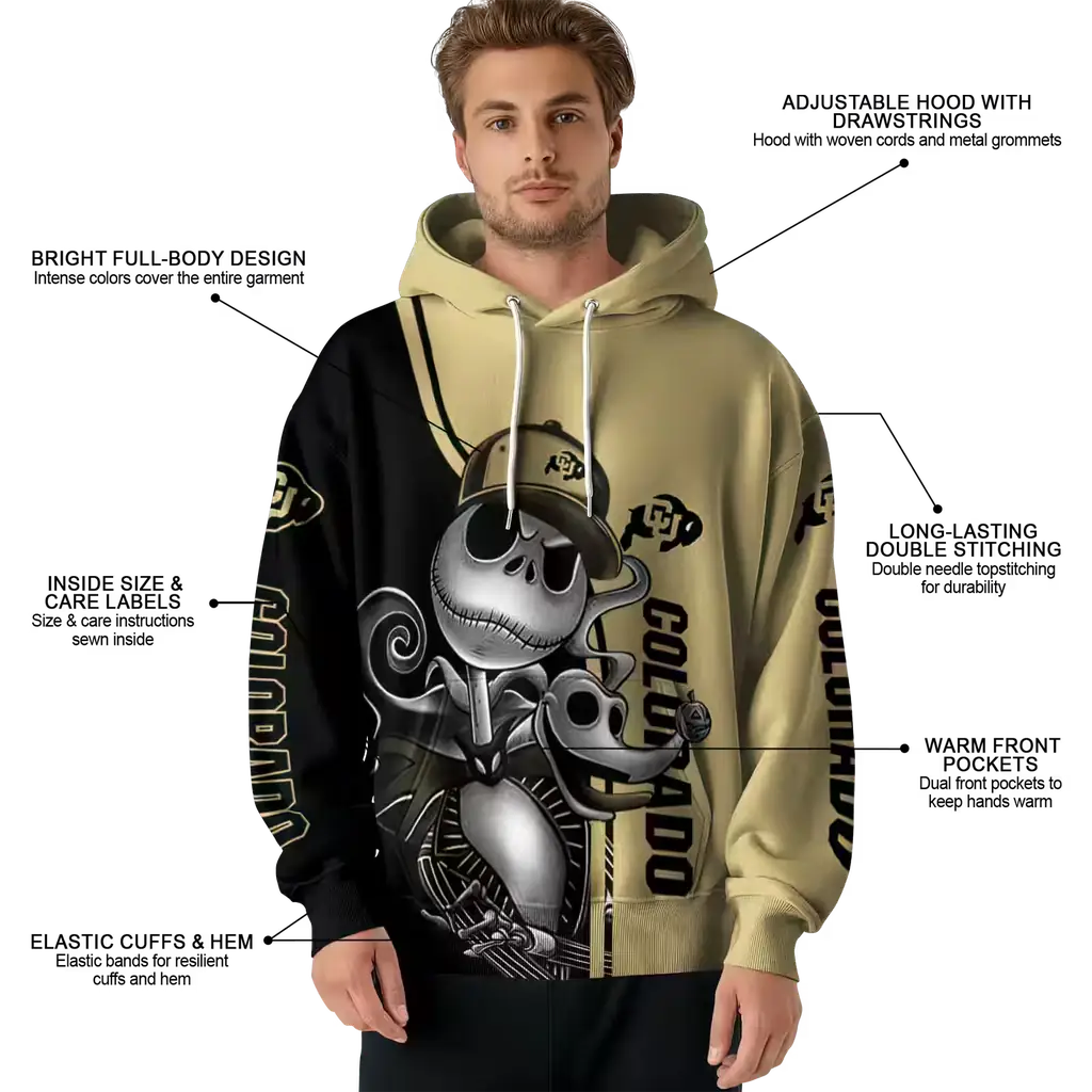 colorado buffaloes jack skellington gold hoodie latest model colorado buffaloes jack skellington gold hoodie latest model