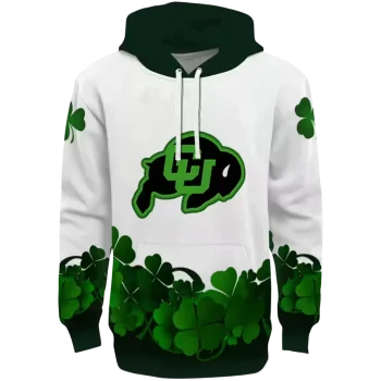 colorado buffaloes lucky motif white green hoodie best selling