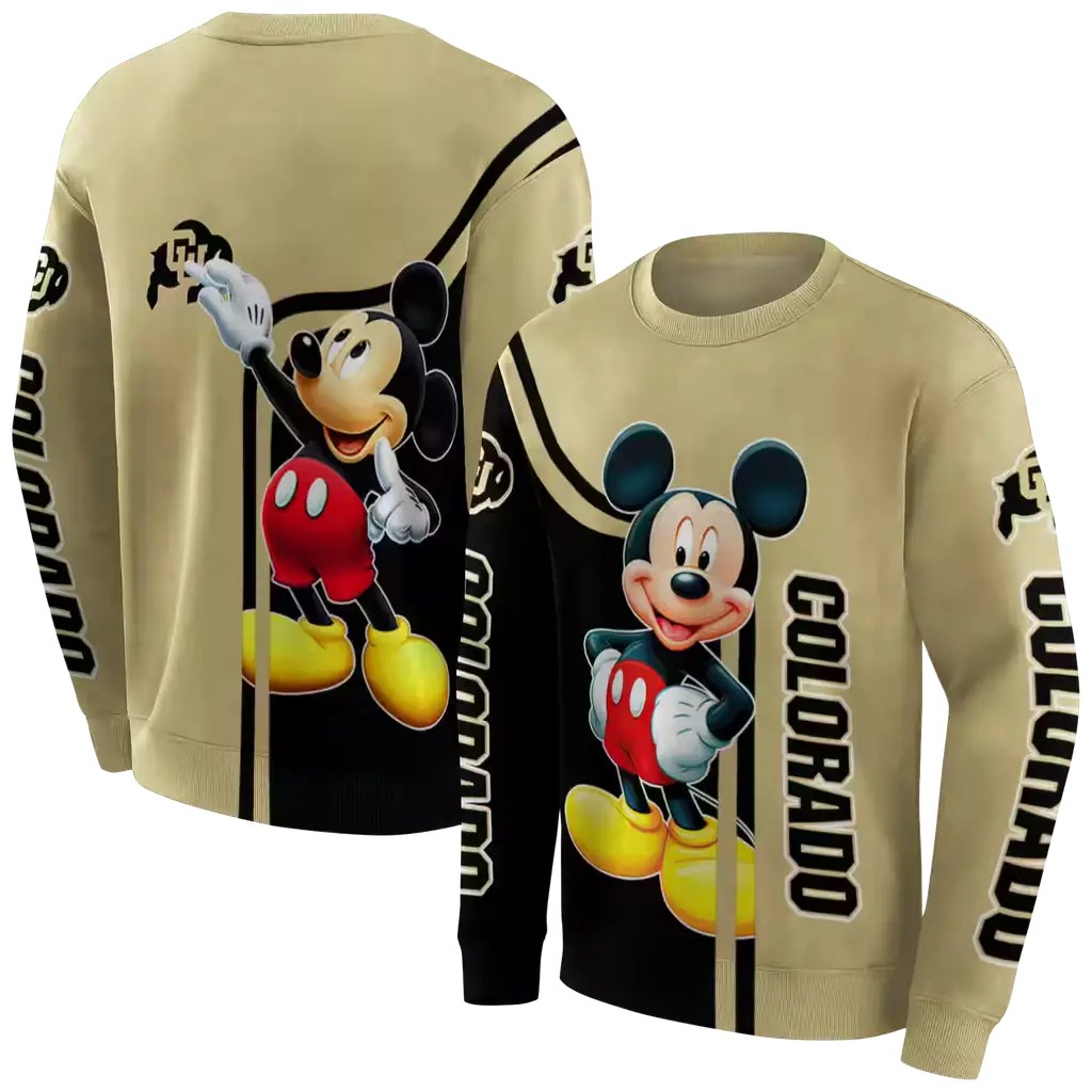 colorado buffaloes mickey mouse gold black hoodie premium grade colorado buffaloes mickey mouse gold black hoodie premium grade