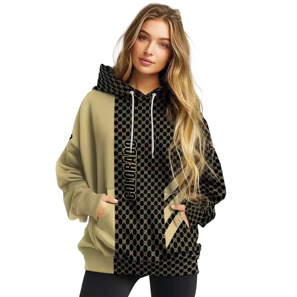 colorado buffaloes monogram pattern gold hoodie high quality colorado buffaloes monogram pattern gold hoodie high quality