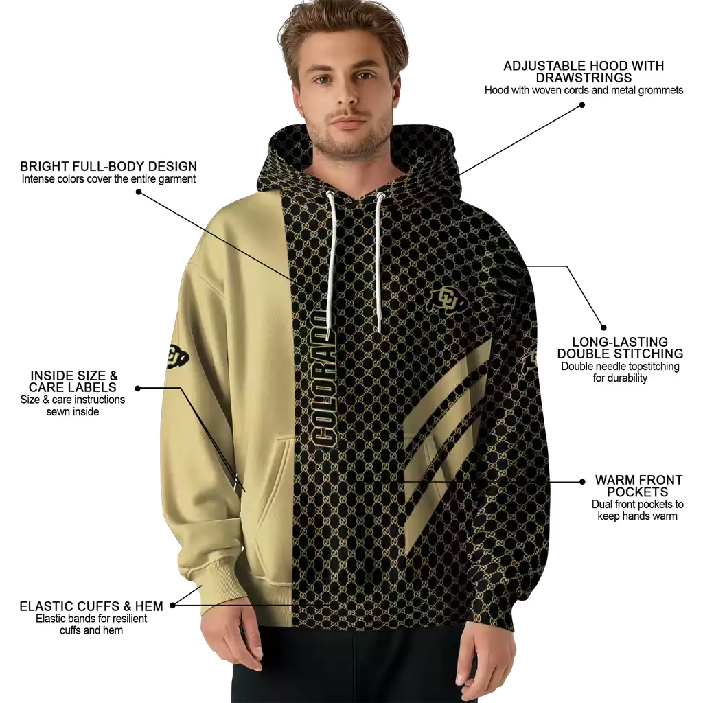 colorado buffaloes monogram pattern gold hoodie latest model colorado buffaloes monogram pattern gold hoodie latest model