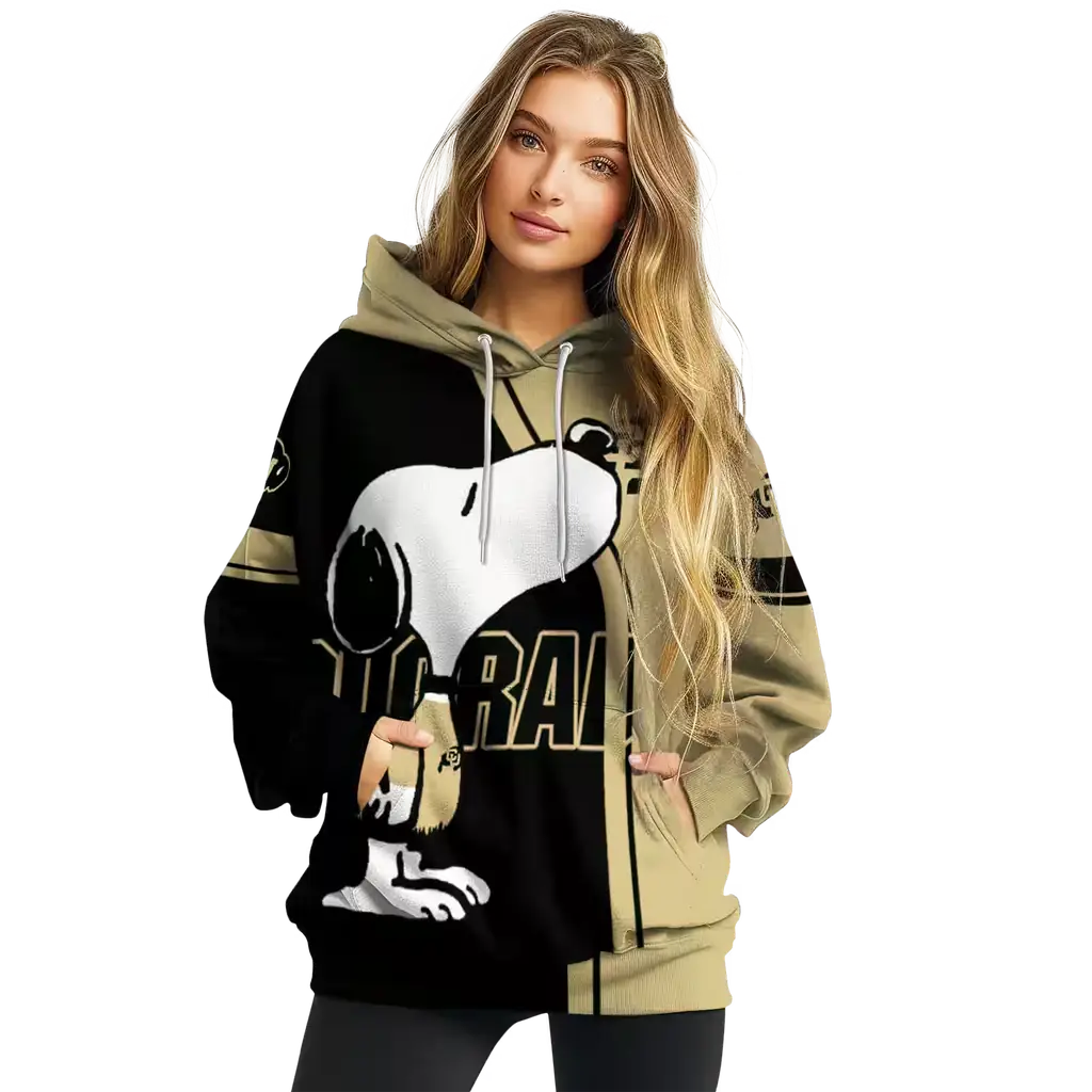 colorado buffaloes playful snoopy gold hoodie high quality colorado buffaloes playful snoopy gold hoodie high quality