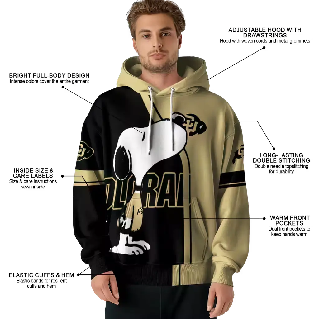 colorado buffaloes playful snoopy gold hoodie latest model colorado buffaloes playful snoopy gold hoodie latest model