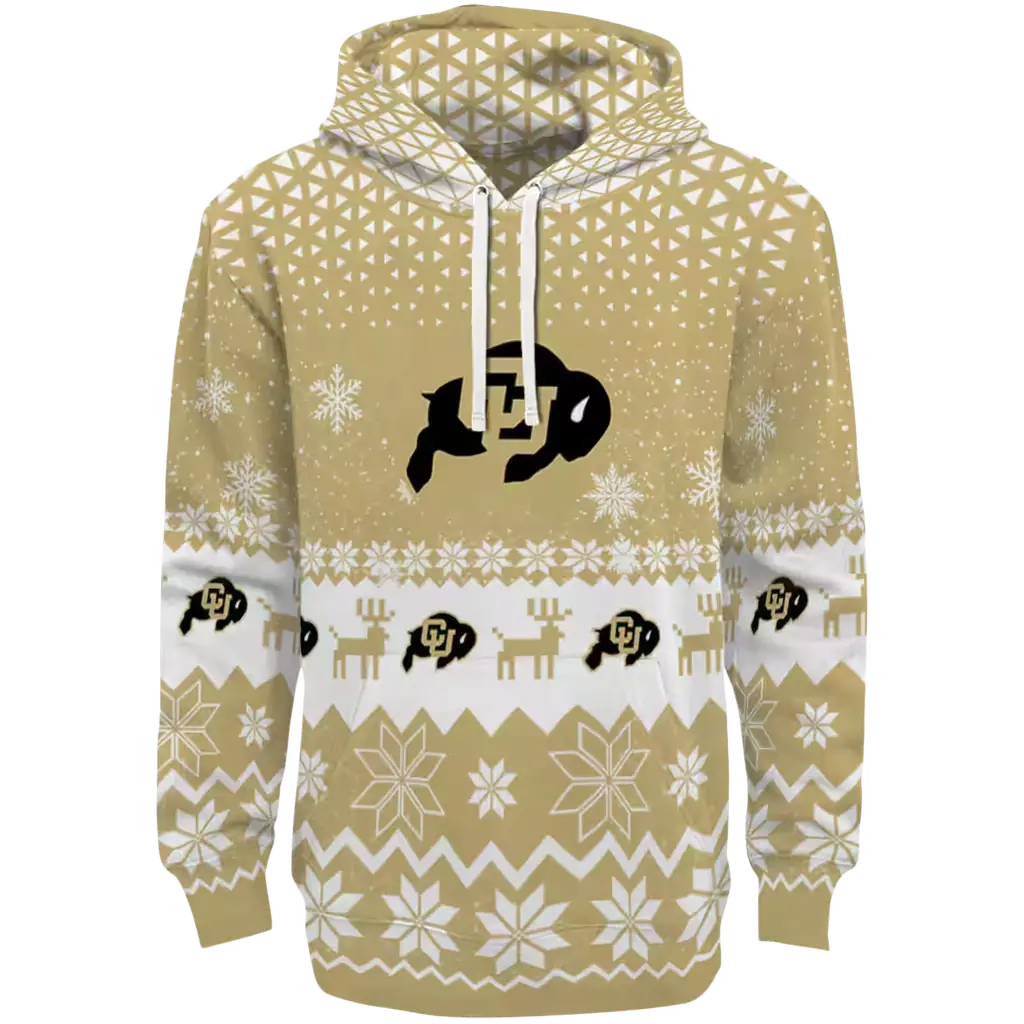 colorado buffaloes reindeer motif gold hoodie best selling colorado buffaloes reindeer motif gold hoodie best selling