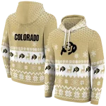 colorado buffaloes reindeer motif gold hoodie best selling