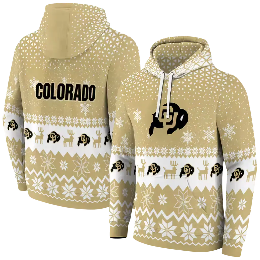 colorado buffaloes reindeer motif gold hoodie fashion forward colorado buffaloes reindeer motif gold hoodie fashion forward