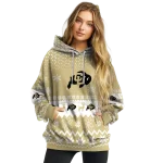 colorado buffaloes reindeer motif gold hoodie best selling