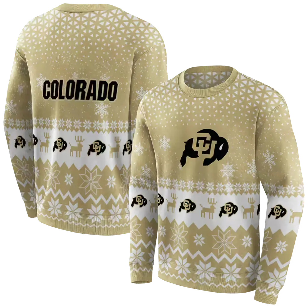 colorado buffaloes reindeer motif gold hoodie premium grade colorado buffaloes reindeer motif gold hoodie premium grade
