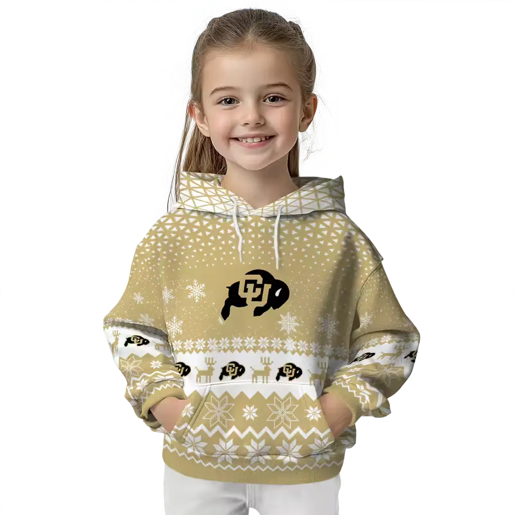 colorado buffaloes reindeer motif gold hoodie top rated colorado buffaloes reindeer motif gold hoodie top rated