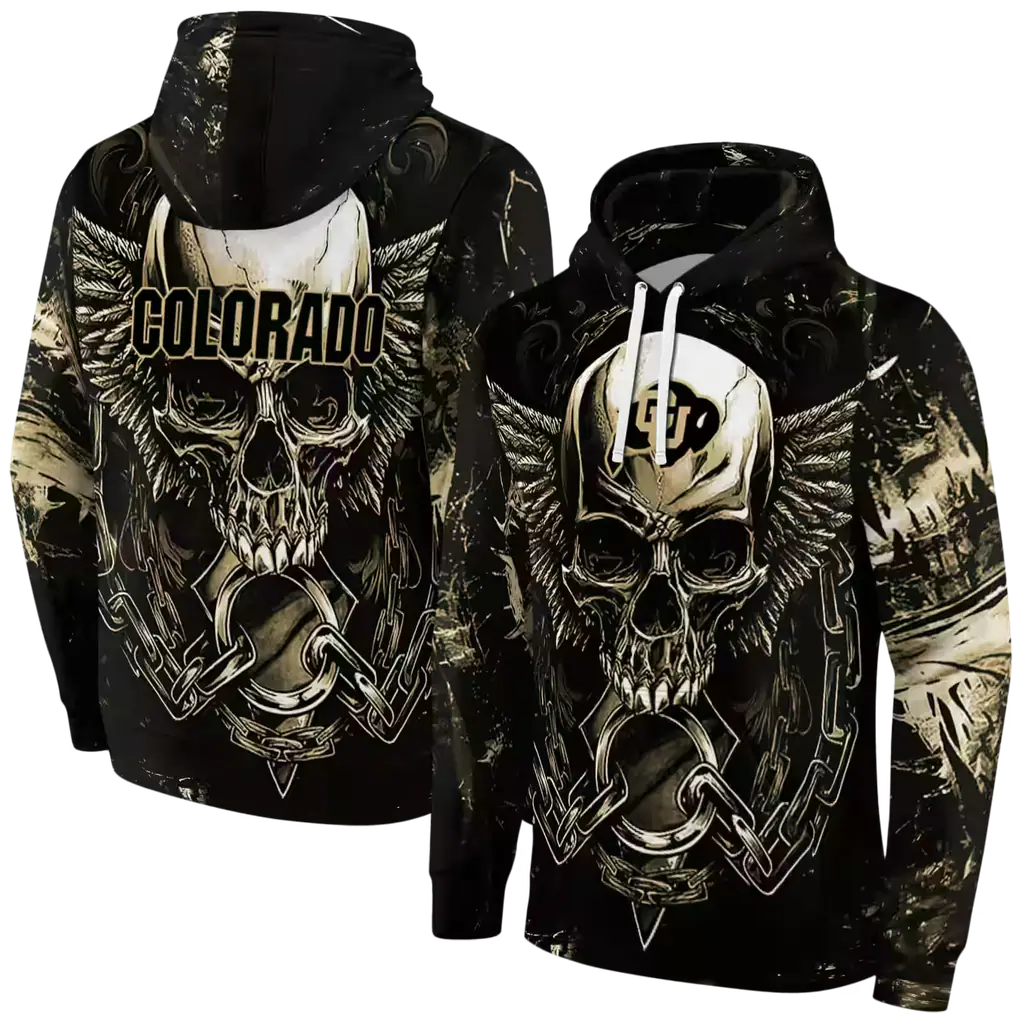 colorado buffaloes skull artwork gold black hoodie fashion forward colorado buffaloes skull artwork gold black hoodie fashion forward