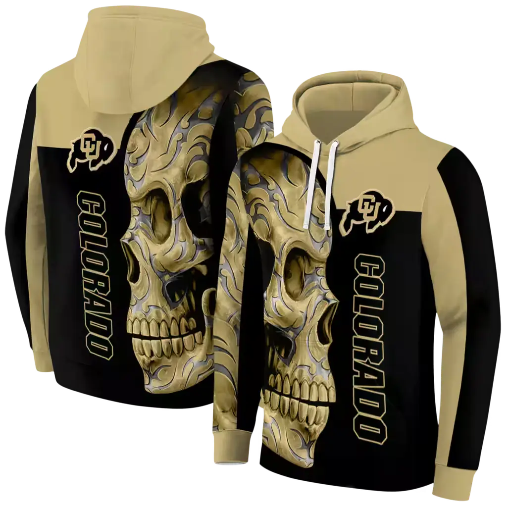 colorado buffaloes skull motif gold black hoodie fashion forward colorado buffaloes skull motif gold black hoodie fashion forward