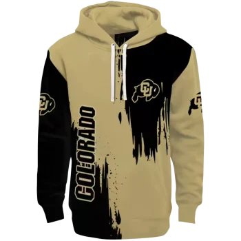 colorado buffaloes splatter effect gold hoodie best selling