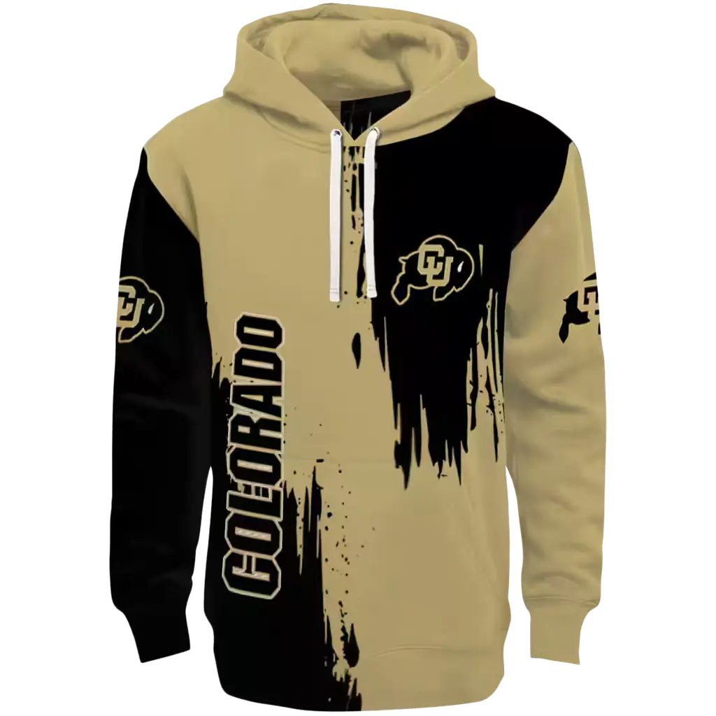 colorado buffaloes splatter effect gold hoodie best selling colorado buffaloes splatter effect gold hoodie best selling