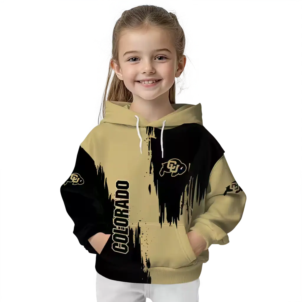 colorado buffaloes splatter effect gold hoodie top rated colorado buffaloes splatter effect gold hoodie top rated
