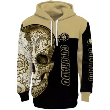 colorado buffaloes sugar skull gold black hoodie best selling