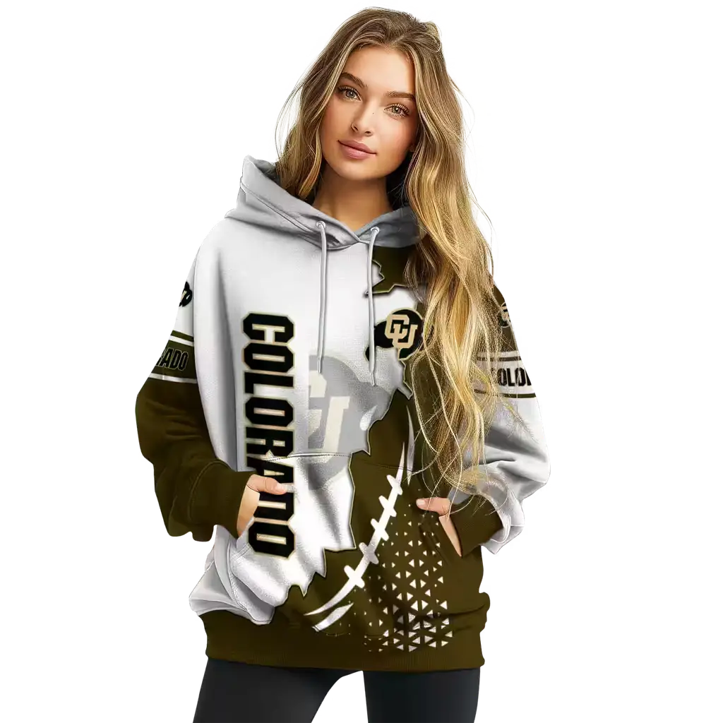 colorado buffaloes triangular pattern gold white hoodie high quality colorado buffaloes triangular pattern gold white hoodie high quality