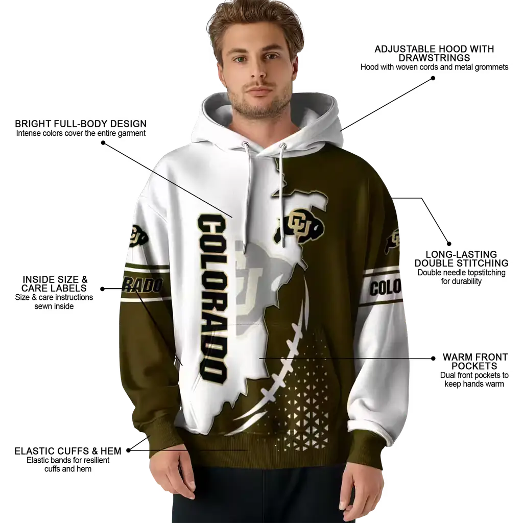 colorado buffaloes triangular pattern gold white hoodie latest model colorado buffaloes triangular pattern gold white hoodie latest model