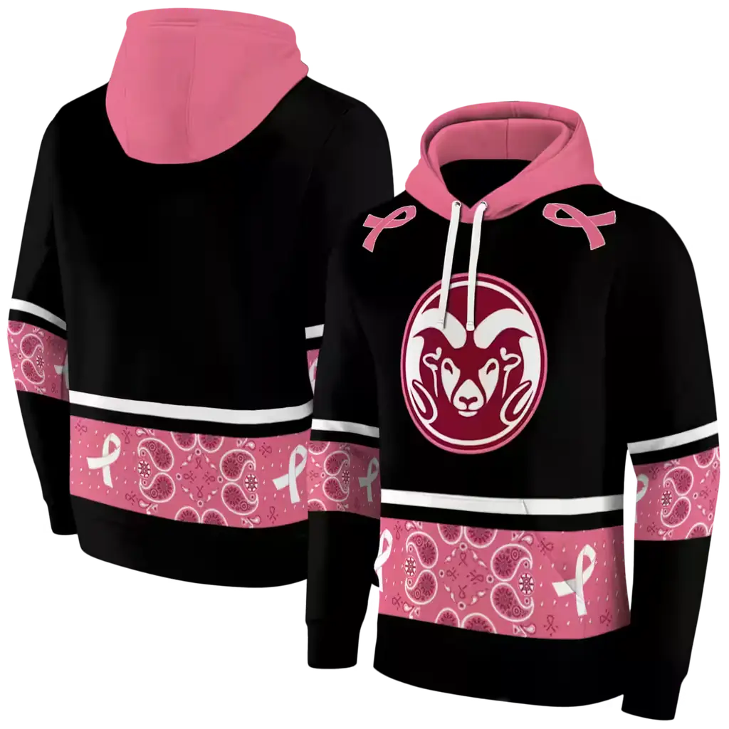 colorado state rams awareness ribbon black pink hoodie fashion forward colorado state rams awareness ribbon black pink hoodie fashion forward