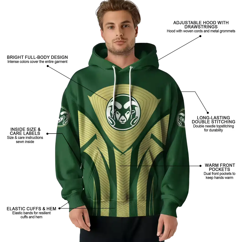 colorado state rams concentric lines green black hoodie latest model colorado state rams concentric lines green black hoodie latest model