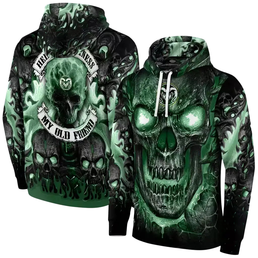 colorado state rams demonic skull green black hoodie fashion forward colorado state rams demonic skull green black hoodie fashion forward