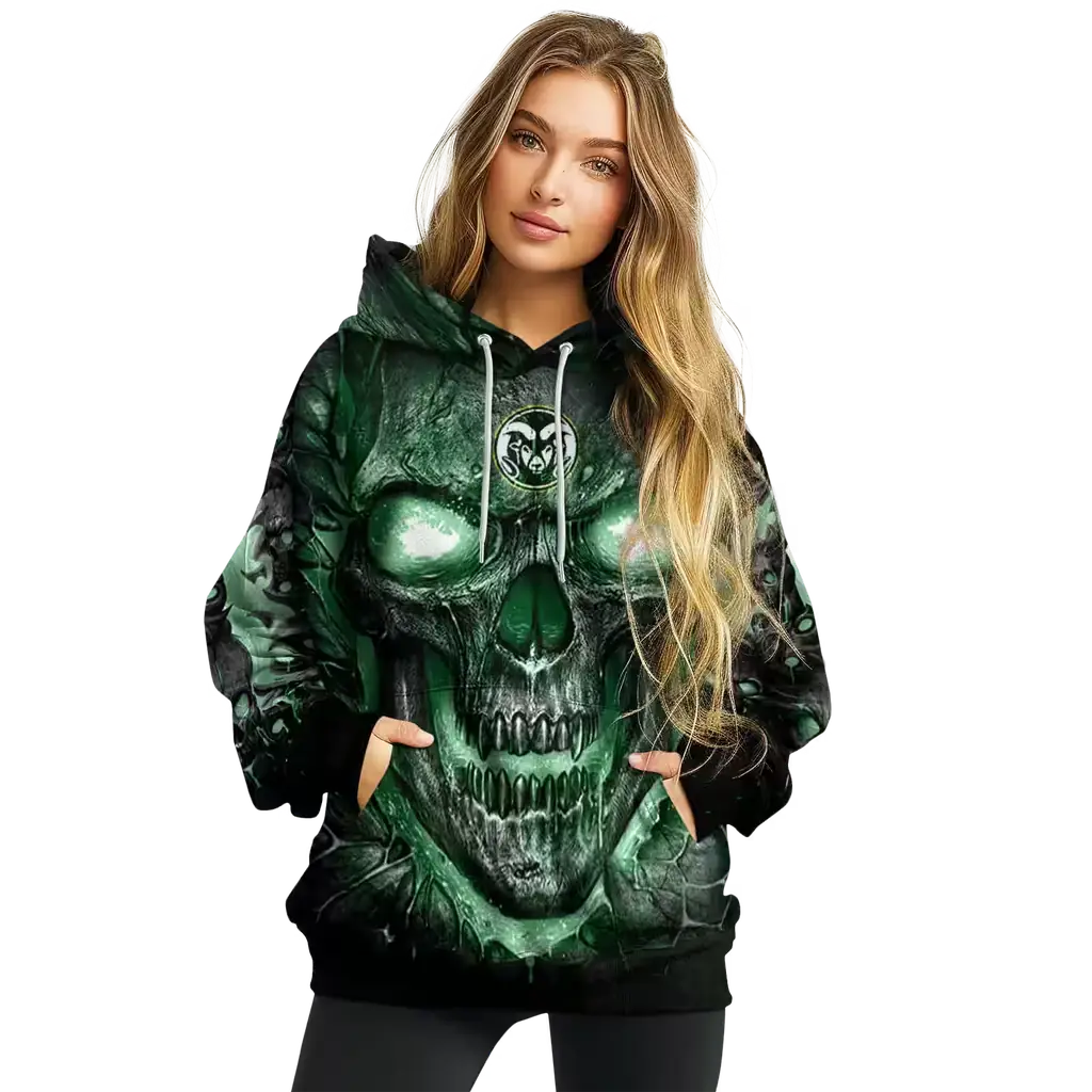 colorado state rams demonic skull green black hoodie high quality colorado state rams demonic skull green black hoodie high quality