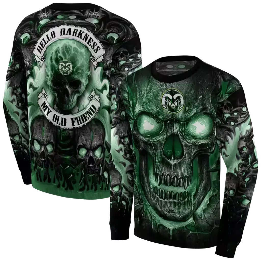 colorado state rams demonic skull green black hoodie premium grade colorado state rams demonic skull green black hoodie premium grade