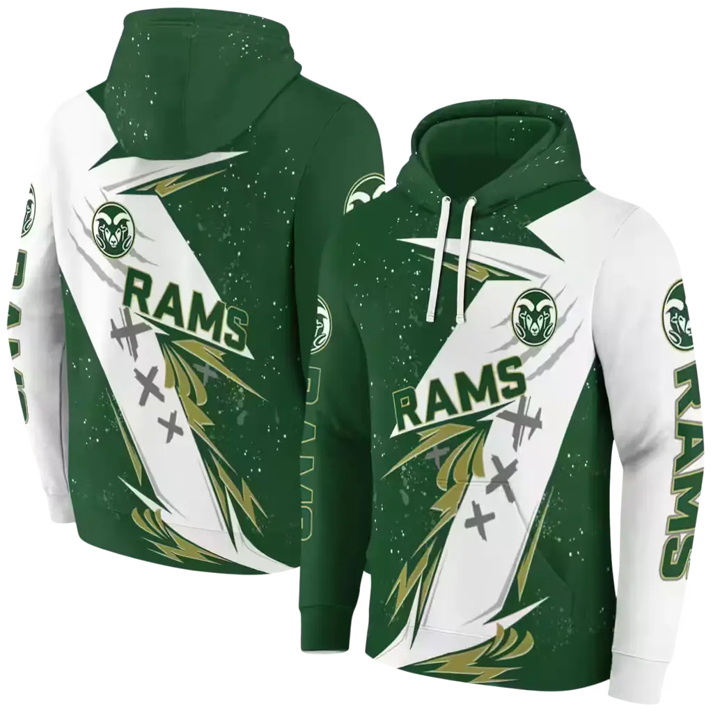 colorado state rams dynamic slash green white hoodie fashion forward colorado state rams dynamic slash green white hoodie fashion forward