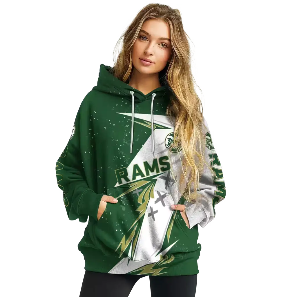 colorado state rams dynamic slash green white hoodie high quality colorado state rams dynamic slash green white hoodie high quality