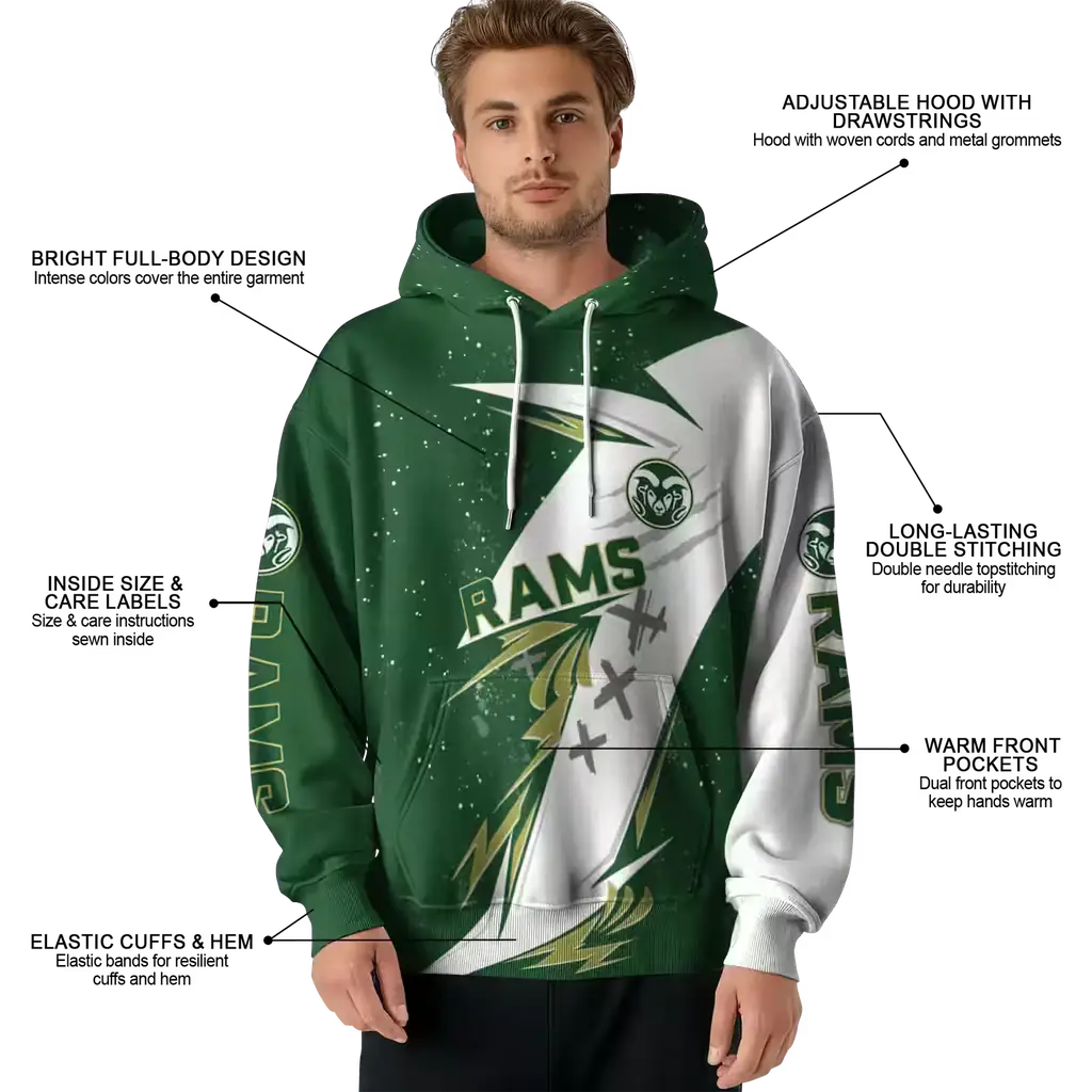 colorado state rams dynamic slash green white hoodie latest model colorado state rams dynamic slash green white hoodie latest model