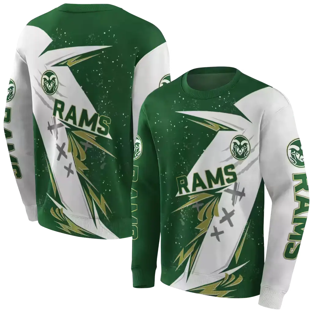 colorado state rams dynamic slash green white hoodie premium grade colorado state rams dynamic slash green white hoodie premium grade