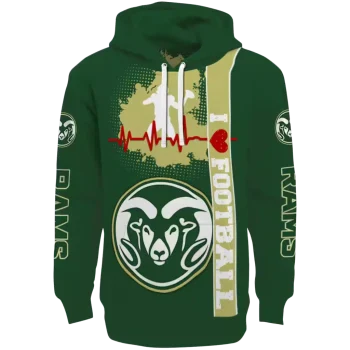colorado state rams football heartbeat green hoodie best selling