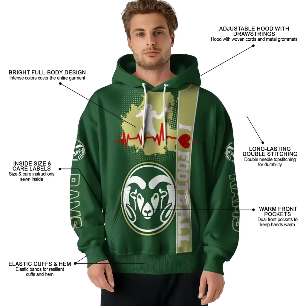 colorado state rams football heartbeat green hoodie latest model colorado state rams football heartbeat green hoodie latest model