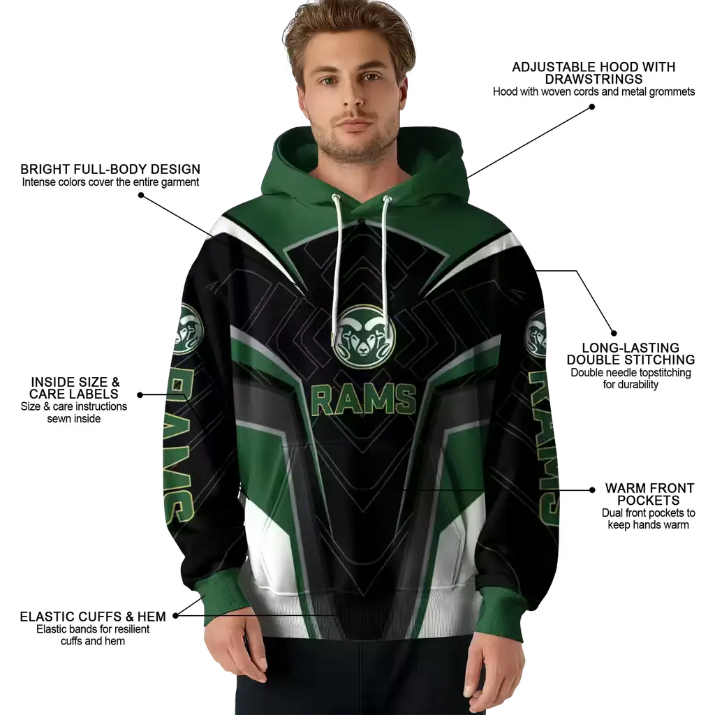 colorado state rams futuristic pattern green black hoodie latest model colorado state rams futuristic pattern green black hoodie latest model