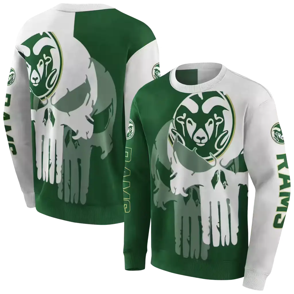 colorado state rams graphic punisher green white hoodie premium grade colorado state rams graphic punisher green white hoodie premium grade