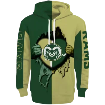 colorado state rams heartbeat graphic green hoodie best selling
